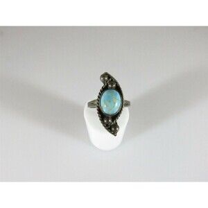 Vintage Retro Sterling Silver Turquoise Ring Taxco Mexico Size 7 Eagle 2 Mark